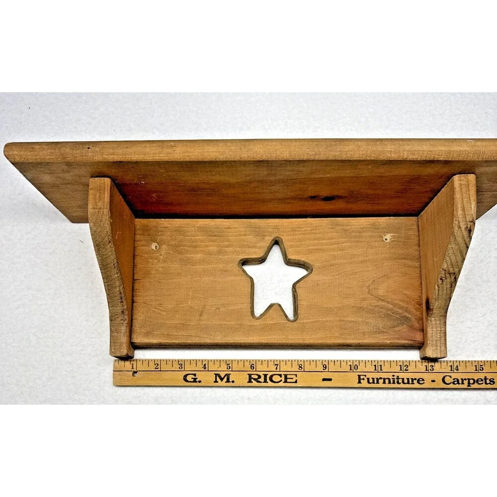 Wood Wall Shelf Star Cutout Primitive Country Farmhouse Rustic 18